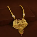 Yellow Plain Gold Double Kunda Pendant Set